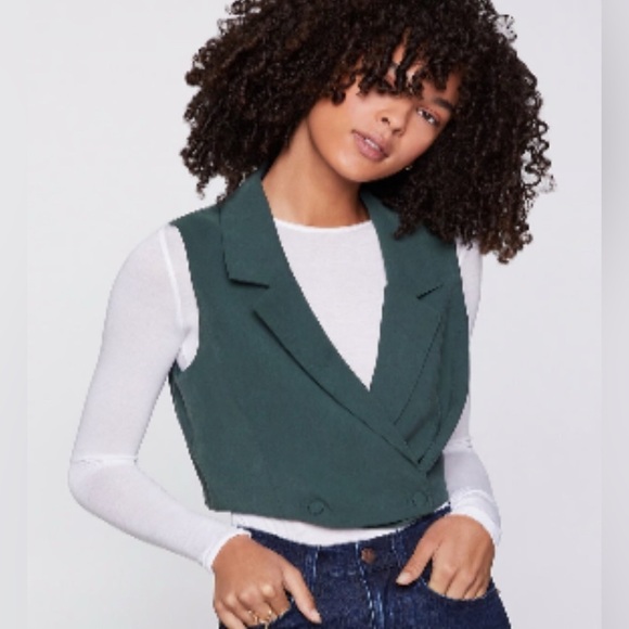 BCBGeneration Cropped Double-Breasted Button Vest Jacket Sleeveless Top - Picture 4 of 6